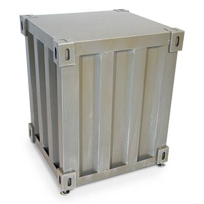 Beistelltisch im industrial Container Look aus Metall - Antique Silber - 1