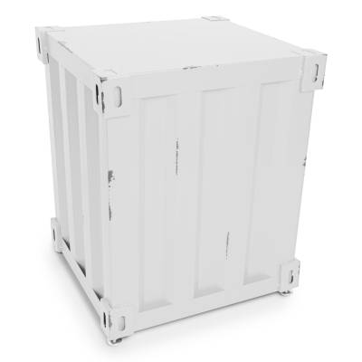 Beistelltisch im industrial Container Look aus Metall - Weiß - 1
