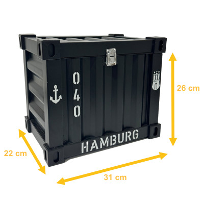 Truhe im Containerlook – Hamburg Design 31 * 22 * 26  cm   Metall Schwarz - 1