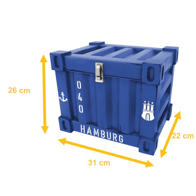 Truhe im Containerlook – Hamburg Design 31 * 22 * 26 cm Metall Blau - 1