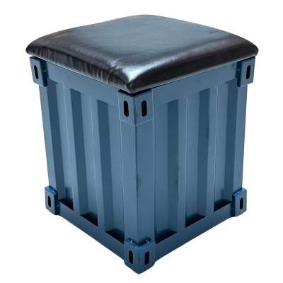 Sitzhocker im Industrial-Container Look aus Metall 36 *36 * 48cm Marine Blau