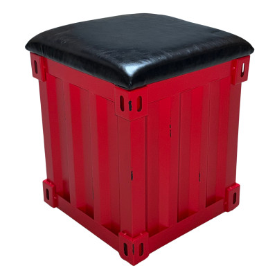 Sitzhocker im Industrial-Container Look aus Metall 36 *36 * 48cm Rot