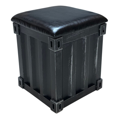Sitzhocker im Industrial-Container Look aus Metall 36 *36 * 48cm Schwarz