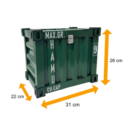 Truhe Mittel  im Container Design 31 * 26 * 22 cm in Grün - 1
