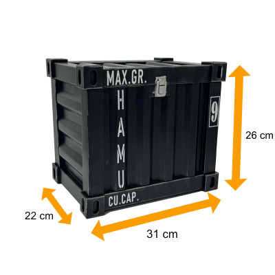 Truhe Mittel  im Container Design 31 * 22 * 26 cm  in Schwarz - 1