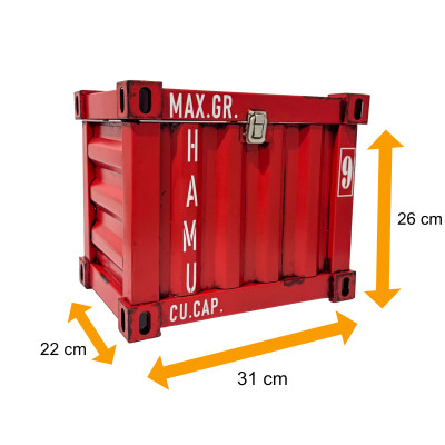Truhe Mittel  im Container Design 31 * 26 * 22 cm in Rot - 1