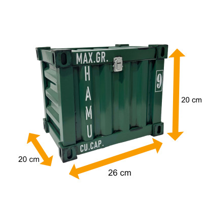 Truhe klein  im Container Design 26 * 20 * 20 cm  in Grün - 1