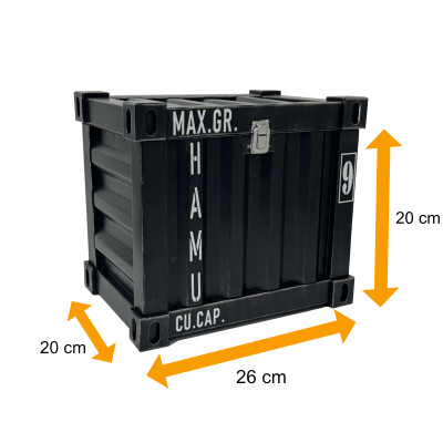 Truhe klein  im Container Design 26 * 20 * 20 cm  in Schwarz - 1